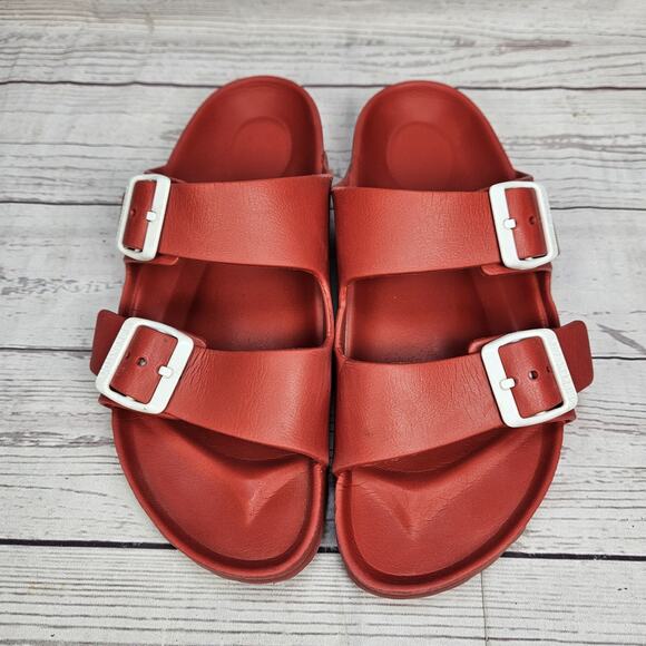 Birkenstock Arizona EVA Red Rubber Adjustable Sandals Size Women's 7 Men's 5 - Picture 2 of 5